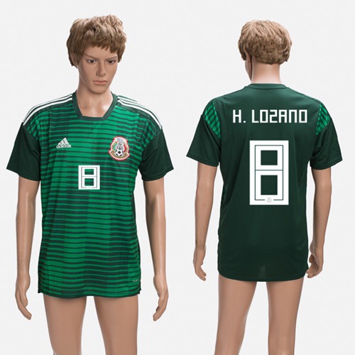 Mexico #8 H.Lozano Green Training Soccer Country Jersey - Click Image to Close